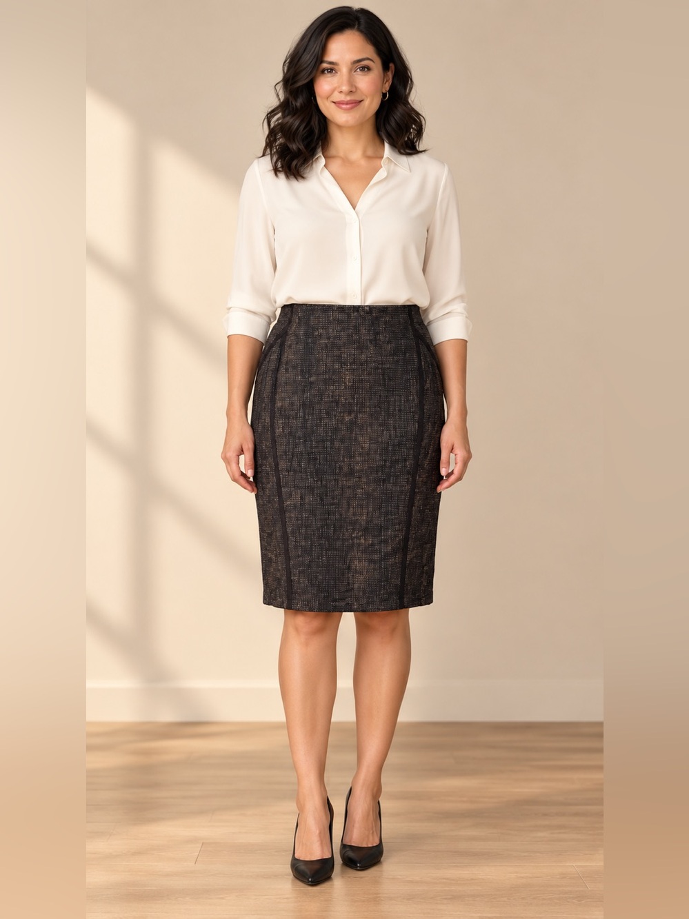 Lafayette 148 New York Linen Blend Pencil Skirt Size 6